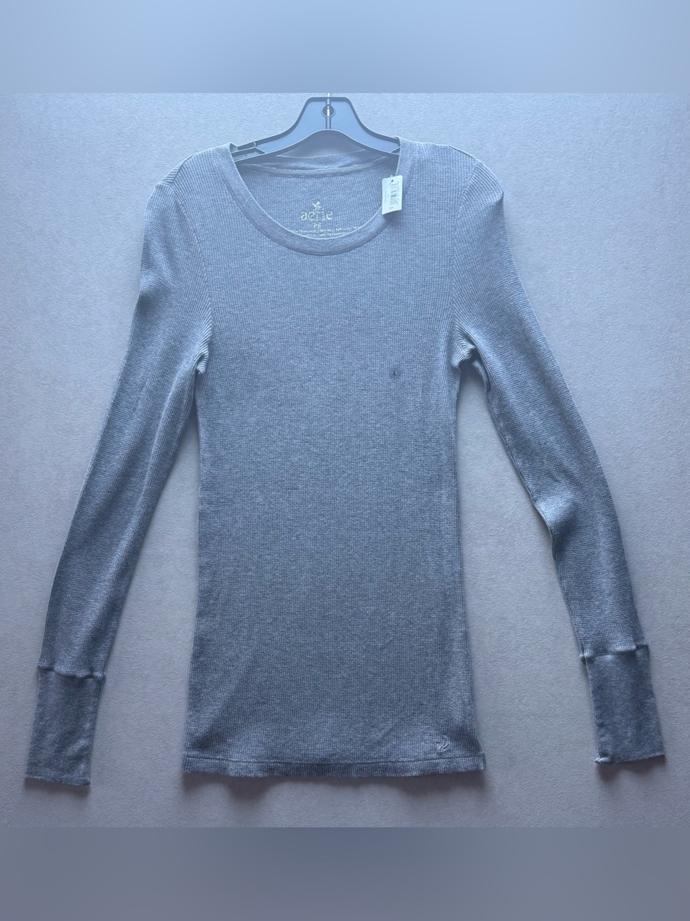 Aerie Gray Ribbed Crew Neck Top
